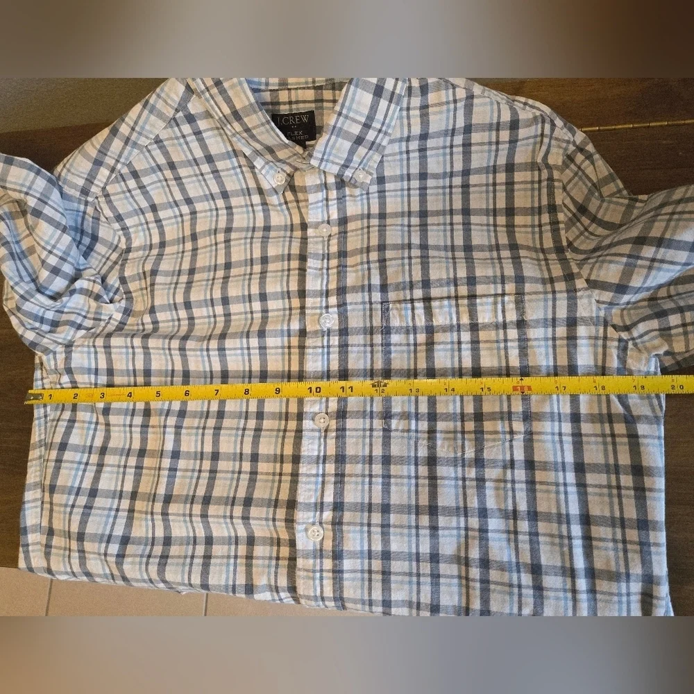 J Crew Flex Washed long sleeve button down collar shirt S Plaid Cotton Natural